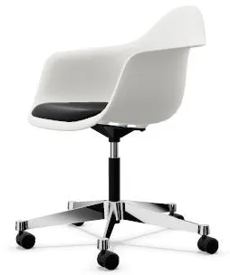 Vitra Eames Plastic PACC Kontorstol med Polstret Sæde og Swivel Sort/Hvid
